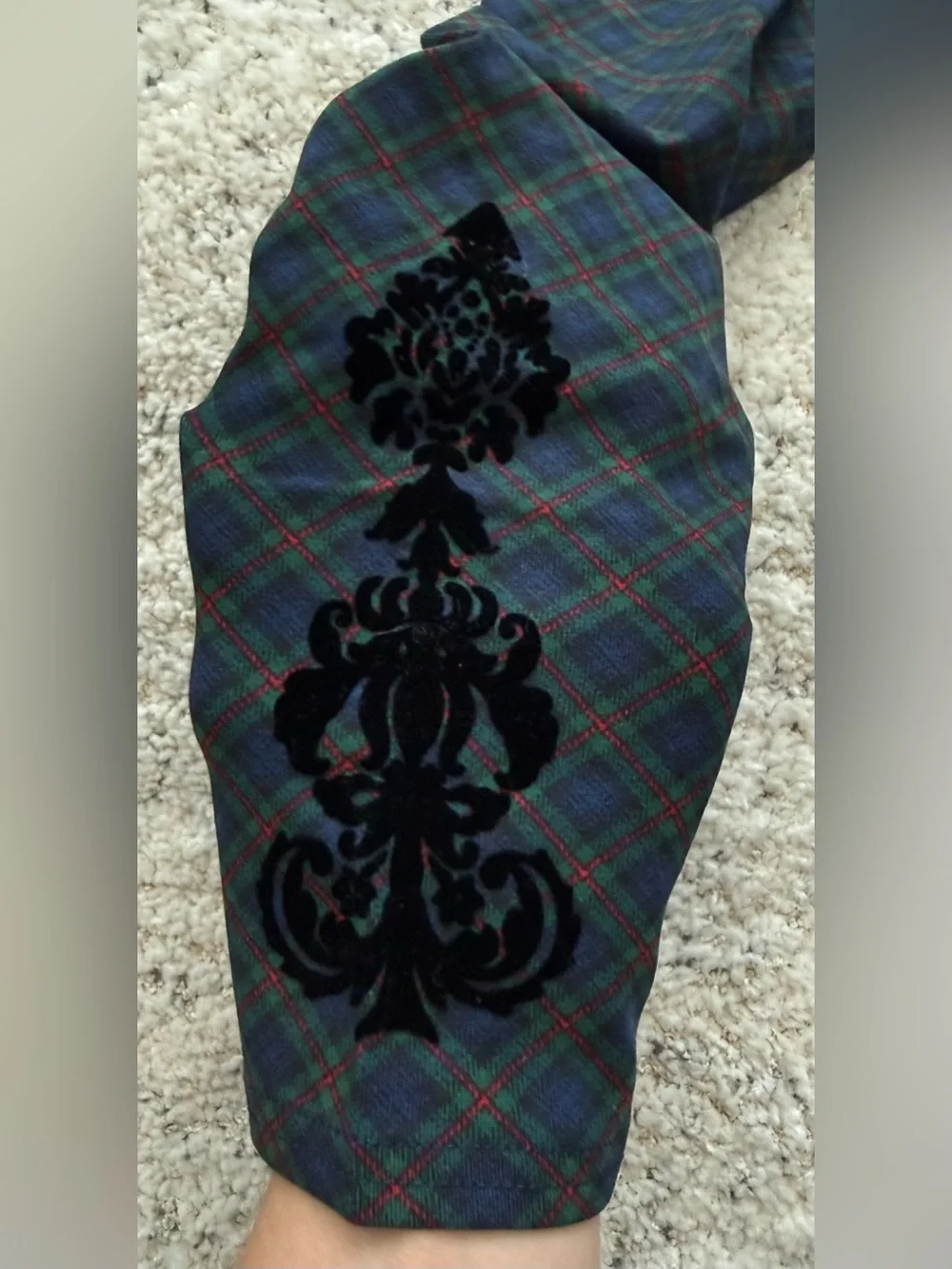 NWT Ralph Lauren Girls Leggings Plaid Navy Green Velvet Trim Size M 8-10 8 10